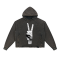 Frayed-Hem Peace Hoodie