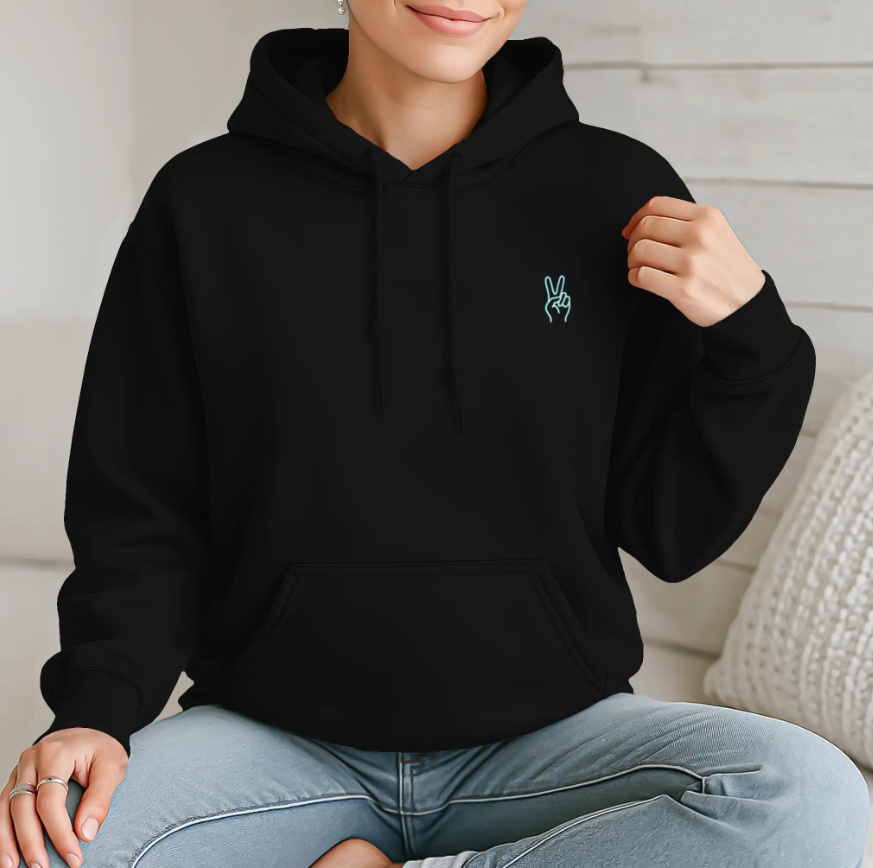 Black Peace Sign Hoodie | A Quiet Symbol on a Heavyweight Classic