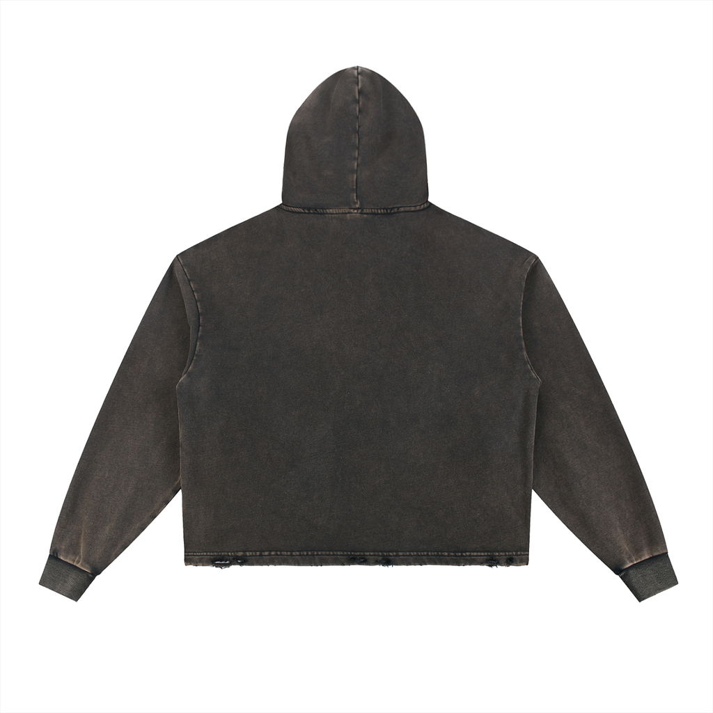 Frayed-Hem Peace Hoodie